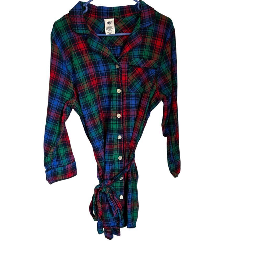 Lands' End Women's Long Sleeve Cotton Night Shirt/Robe Size L Women's